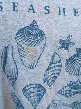 True Vintage XL T-shirt Seashells Ocean Beach Graphic Soft Heather Gray T Shirt